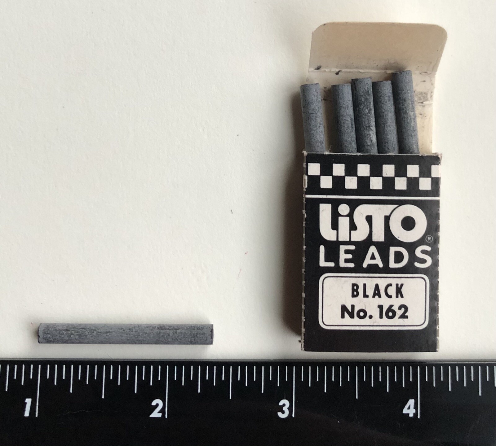 Vintage LISTO Pencil Corporation 4mm Black No. 162 Marking Lead 6 Pack CA USA