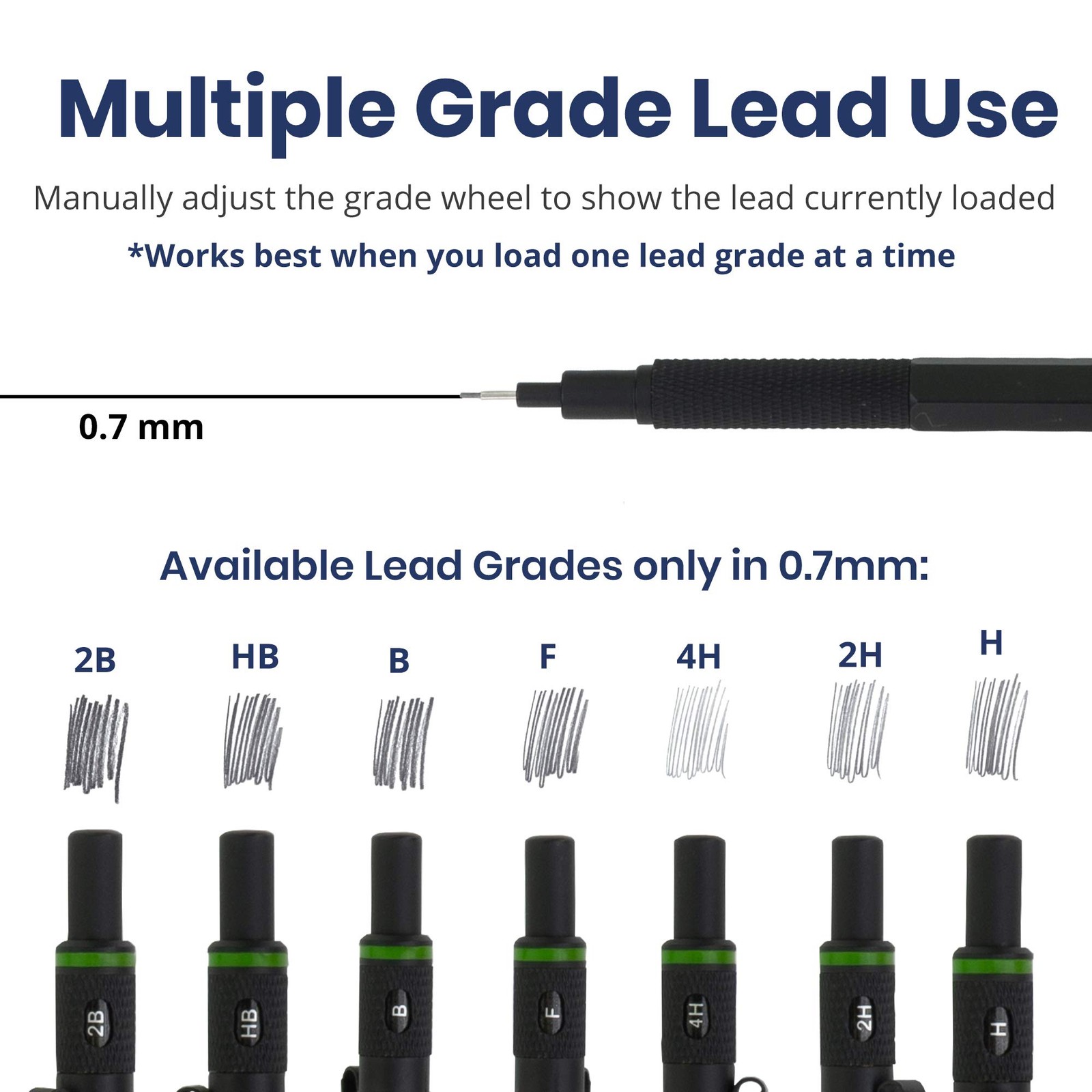 Chromagraph .7mm Metal Mechanical Pencil, Black, Lead Grade Indicator, Drafting
