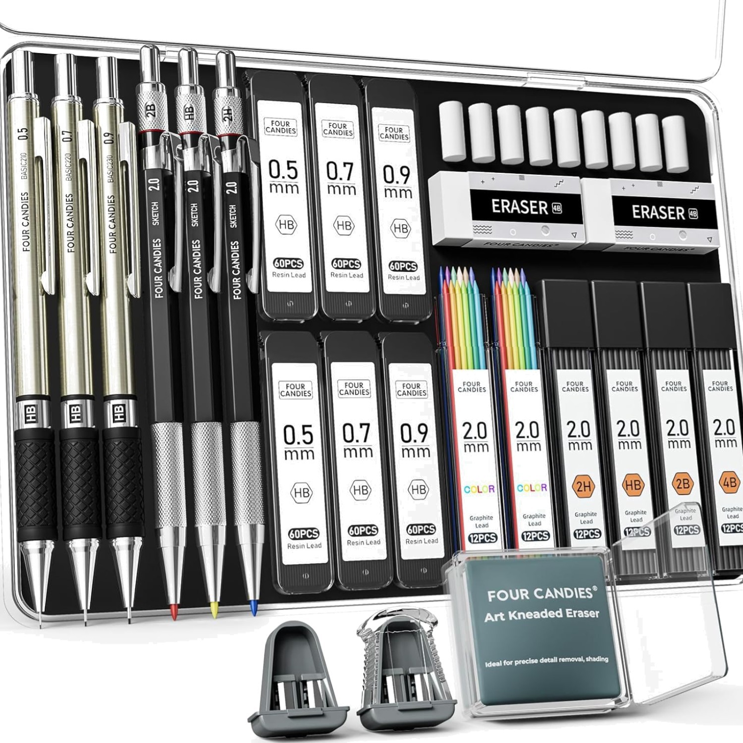 25PCS Mechanical Pencil Set with Case, Art Supplies with Metal Pencil 0.5, 0….