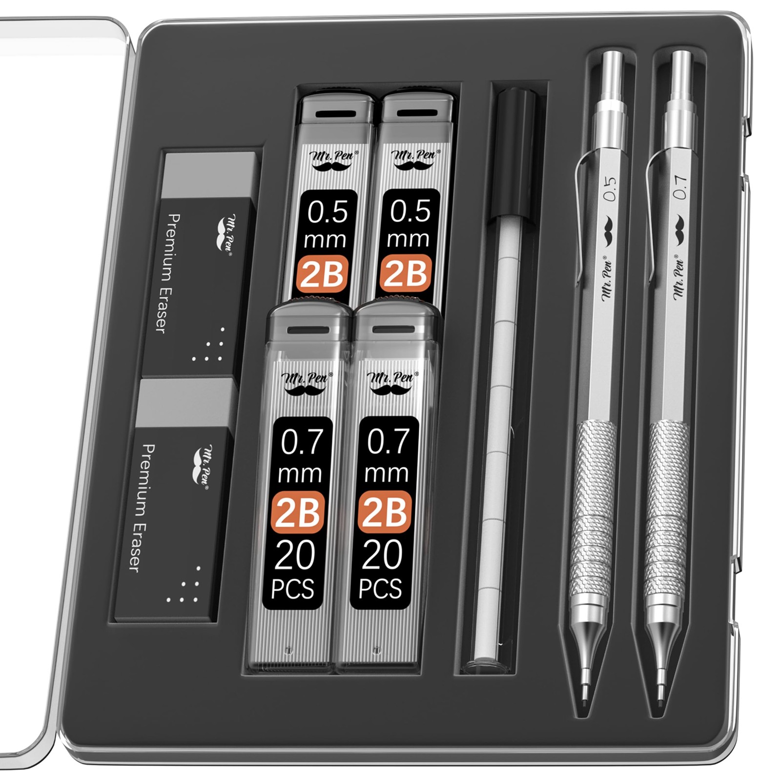Mr. Pen- Metal Mechanical Pencil Set with Lead Refills & Erasers, 2 Pack, 2