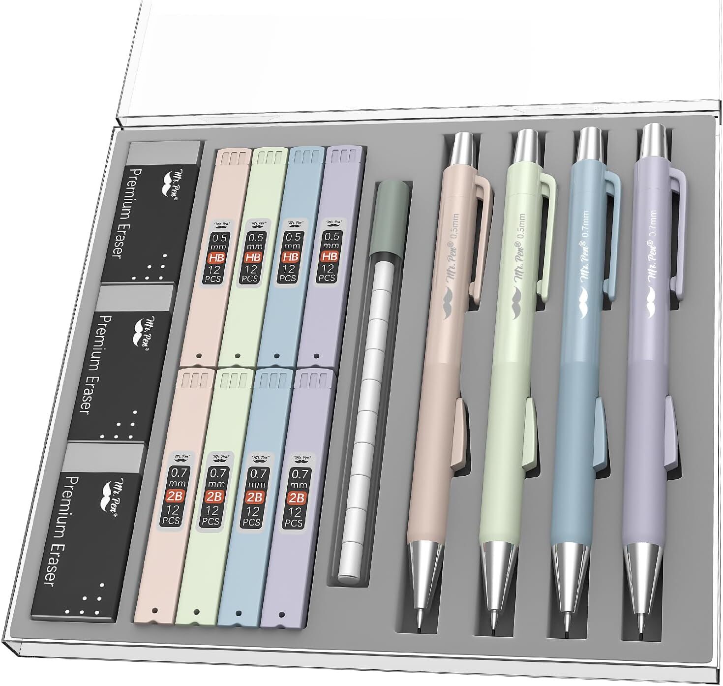 Mr. Pen- Pastel Mechanical Pencil Set, 4 Pack, 2 Sizes, 0.5 & 0.7mm, Fast…