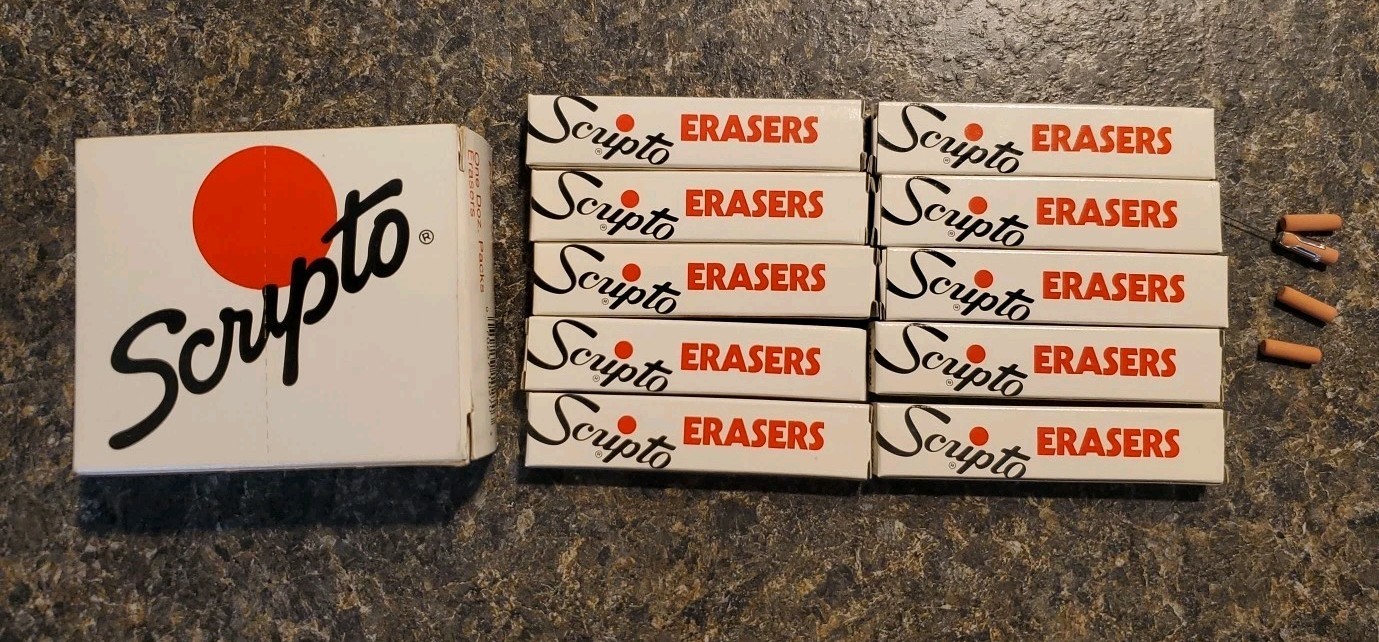 Scripto Vintage Erasers Scripto P350, P950 Lead Pencils 10 Boxes 4 Per Box J270