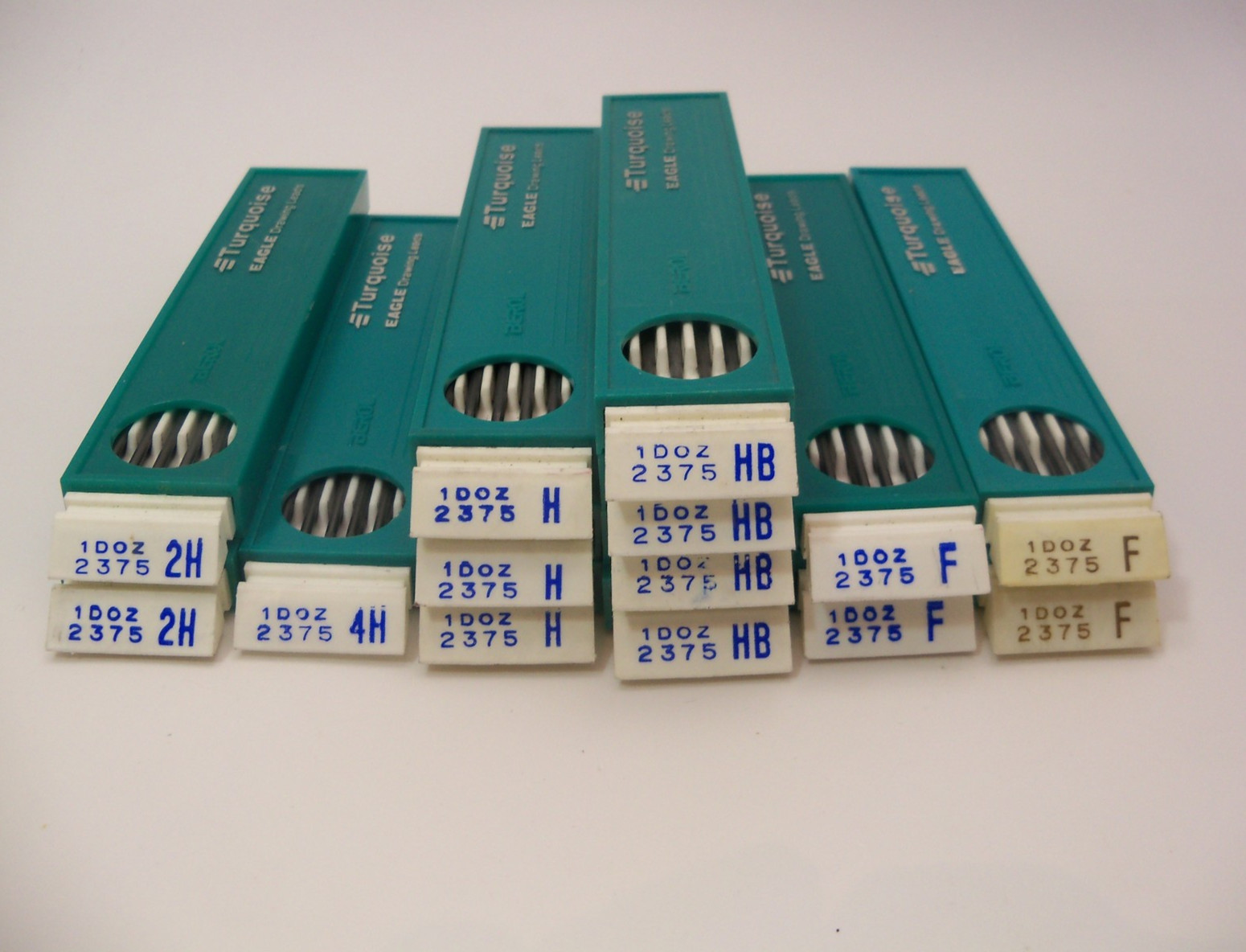 14 Vintage Berol Turquoise Eagle Drawing Pencil Leads 2375 2H-4H-H-HB-F
