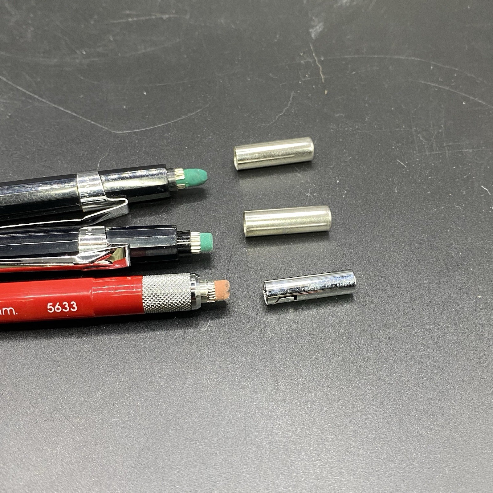 Vintage Koh-I-Noor Rapidomatic 5633 Red 0.3mm & 2 Pentel P205 0.5mm Drafting Set