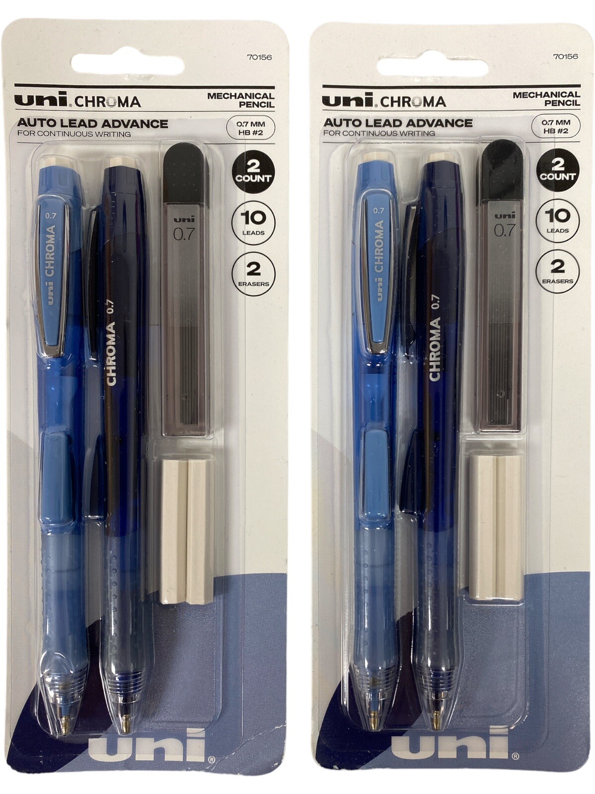 Uni-ball Chroma Mechanical Pencil w/ Lead/Eraser Refills, .7 mm, HB #2-Lot of 2