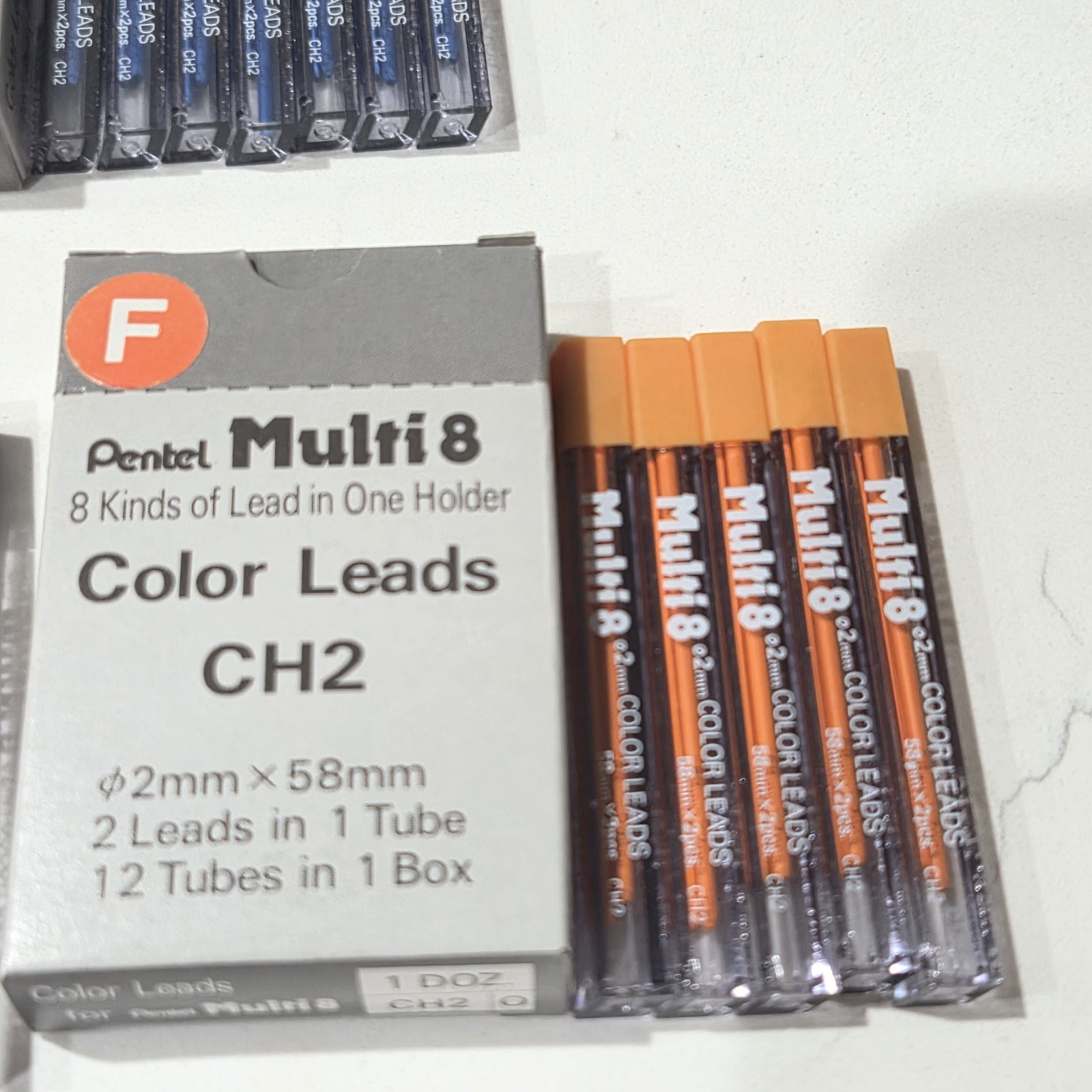 Vintage Pentel Multi8 2mm Color Leads 2x58mm CH2 Mega lot. 67 tubes. New