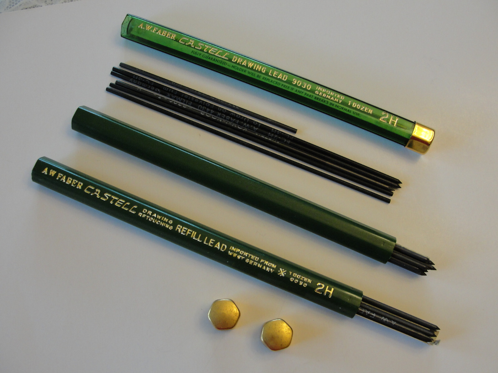 A W Faber Castell 2 9030 2H Tubes of lead & 1 Tube of Misc. Lead