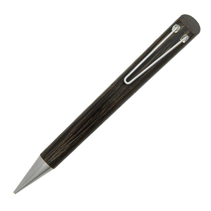Wooden shaft mechanical pencil dark brown conical thick lead dark brown