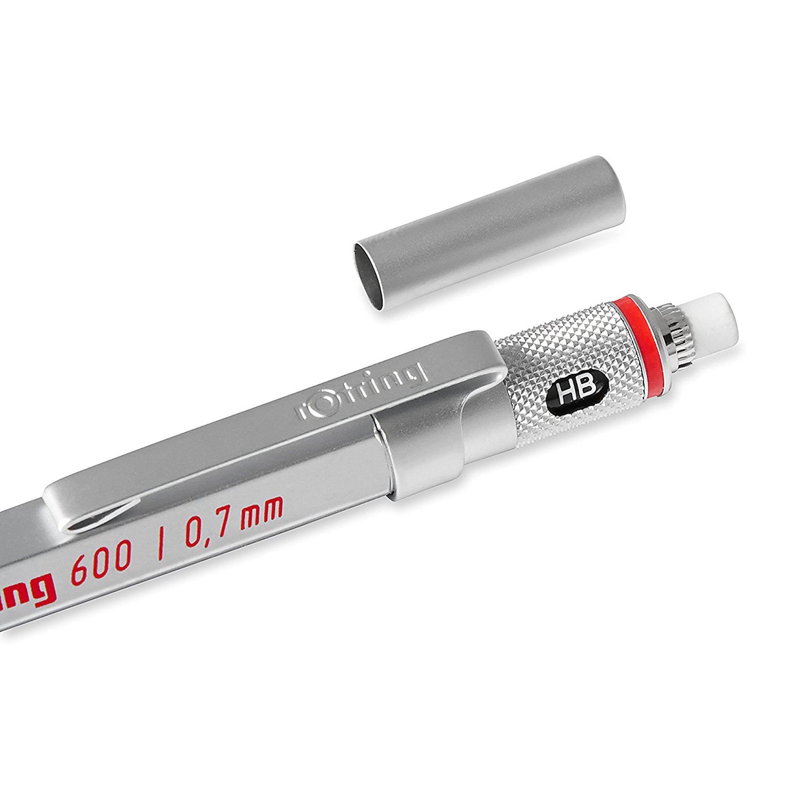 600 Mechanical Pencil 0.7 mm Lead Silver Metal Barrel Technical Drawing