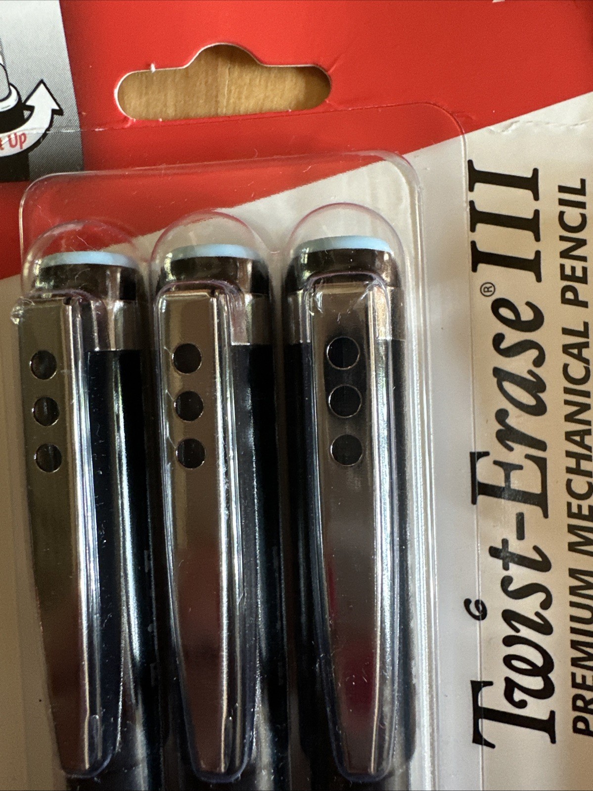 Pentel Twist-Erase III Mechanical Pencil 0.7mm Black Set of 3 w Clic Erasers LOT