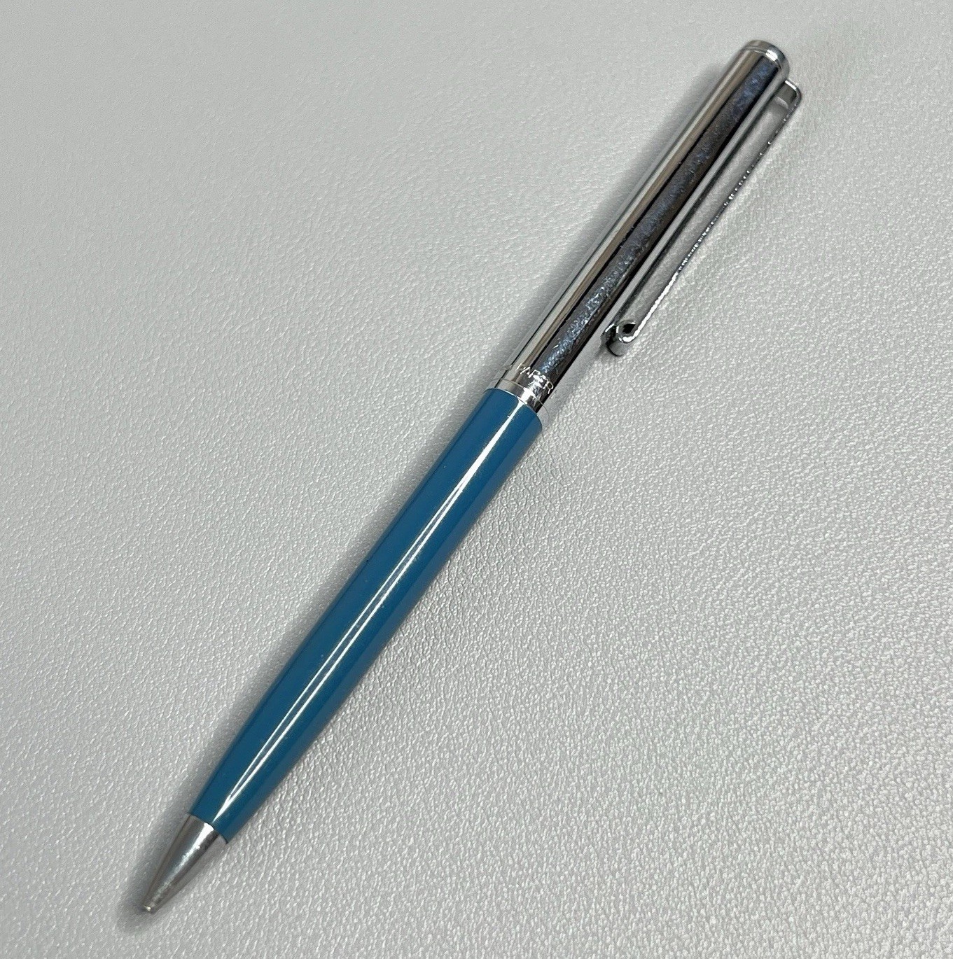 Vintage 1970s Paper Mate USA Mechanical Pencil Blue Chrome Double Heart Logo 70s