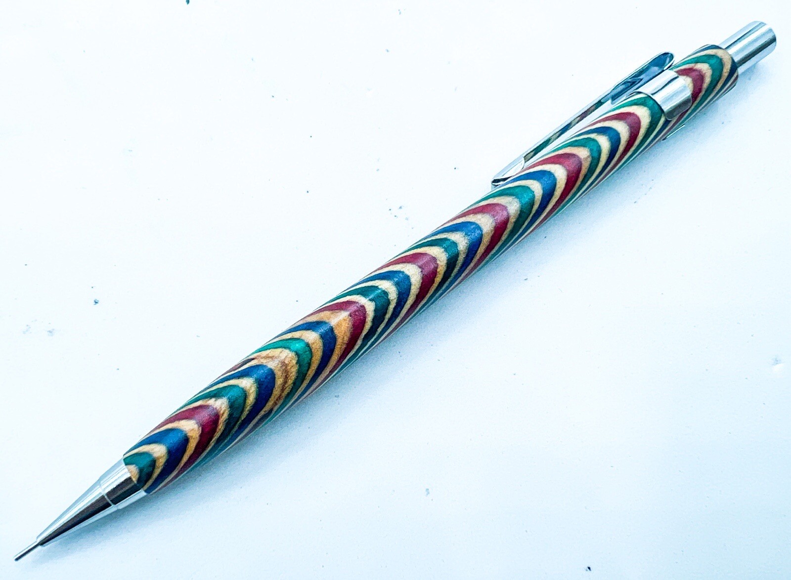 NEW Natural WOOD Rainbow Color MECHANICAL PENCIL 0.5mm Push Drafting