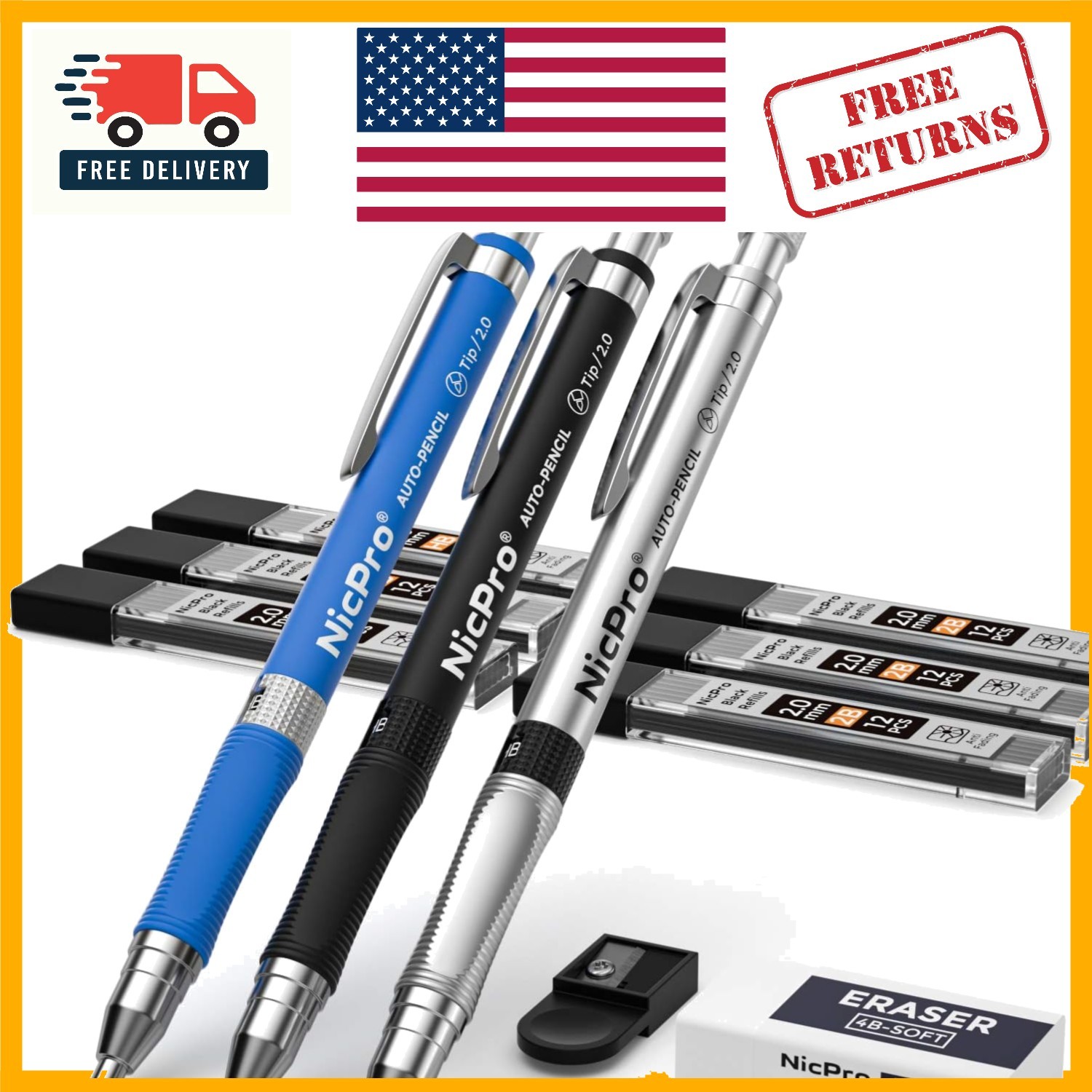 Lightweight Mechanical Pencil Set – 11-Pieces, 2mm for Precise Drawing & Writing