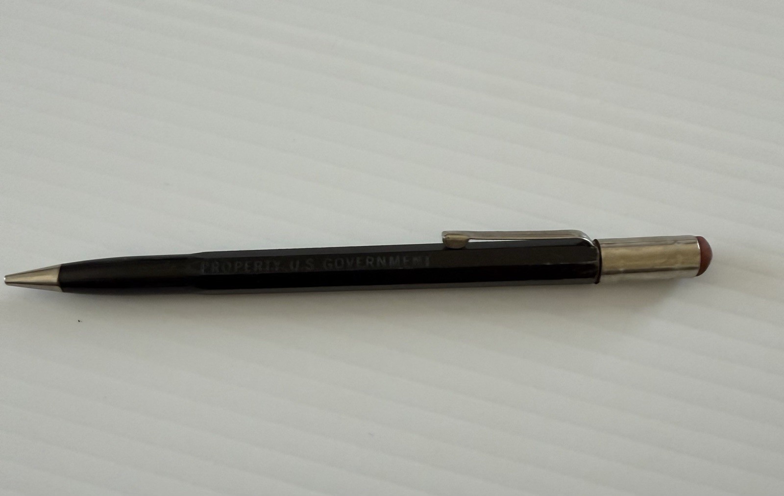 Vintage Scripto USA Mechanical Pencil Property U.S. Government Black Hex Barrel