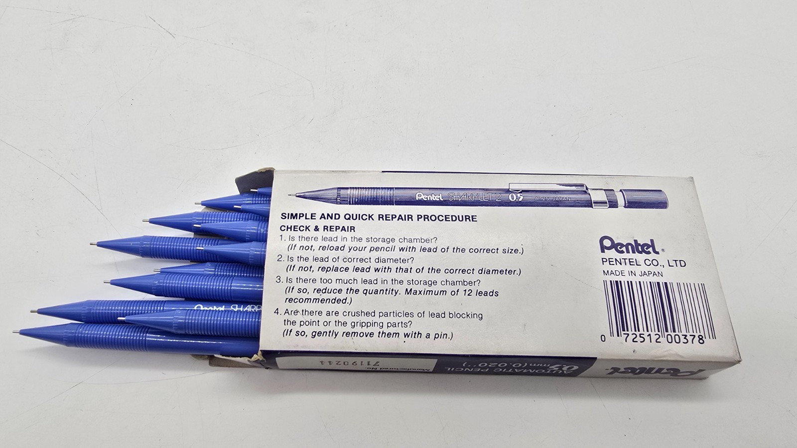 Vtg Box of 12 Pentel 0.5MM A125 Sharplet-2 Automatic Mechanical Pencils Blue NOS