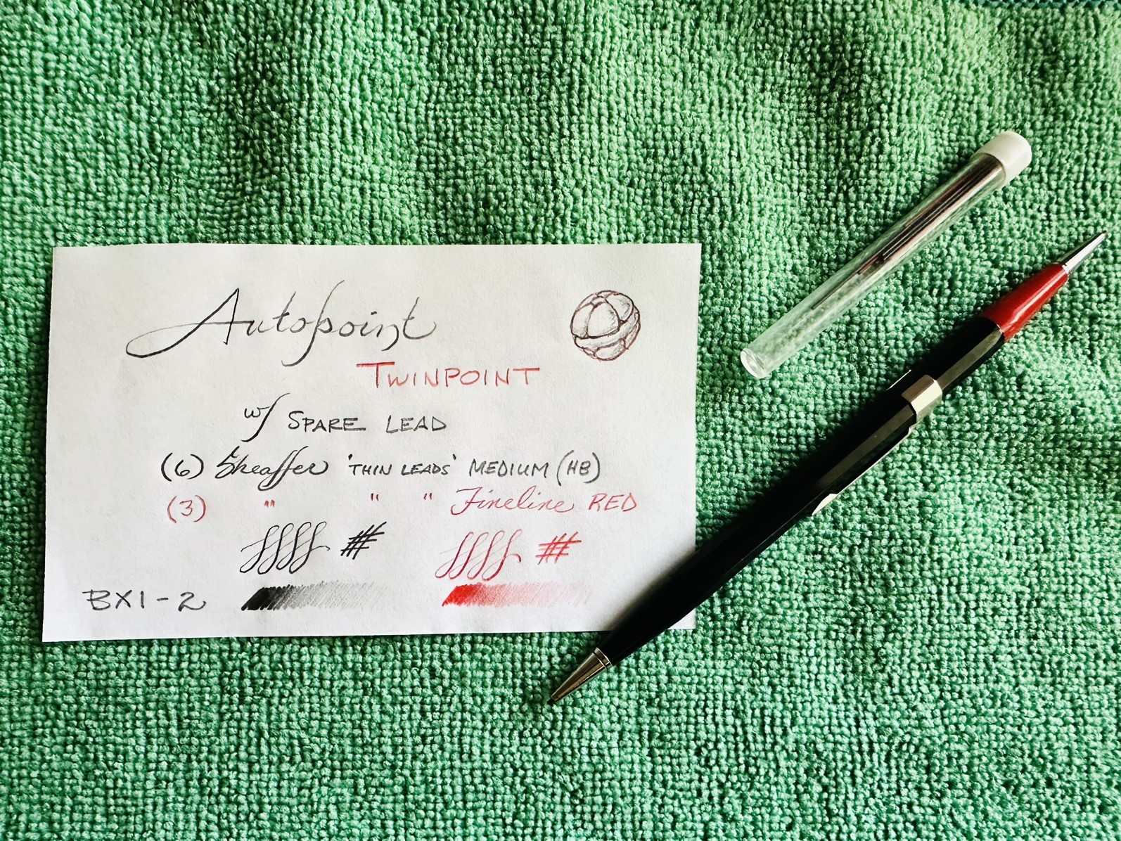 Vtg Autopoint Twinpoint Twist Pencil Double-Ended Red/Black 0.9mm w/ Spare Lead