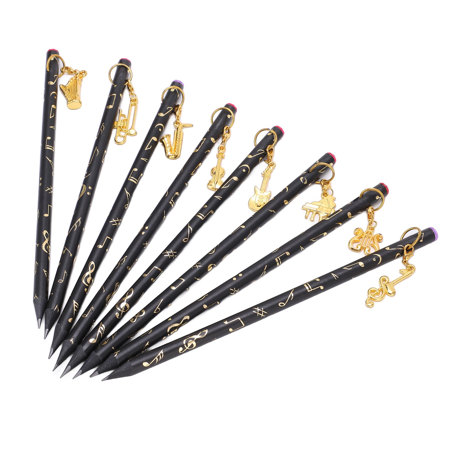 8Pcs Music Pencil Musical Note Stationery Set Kit With Pendant For Painting