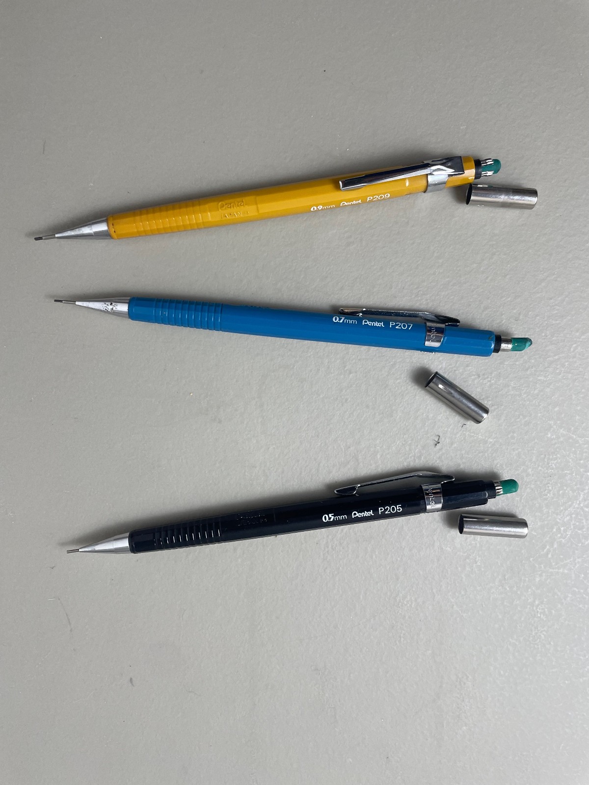 Vintage Pentel Sharp mechanical pencils: P205, P207, P209 & free Scripto P200