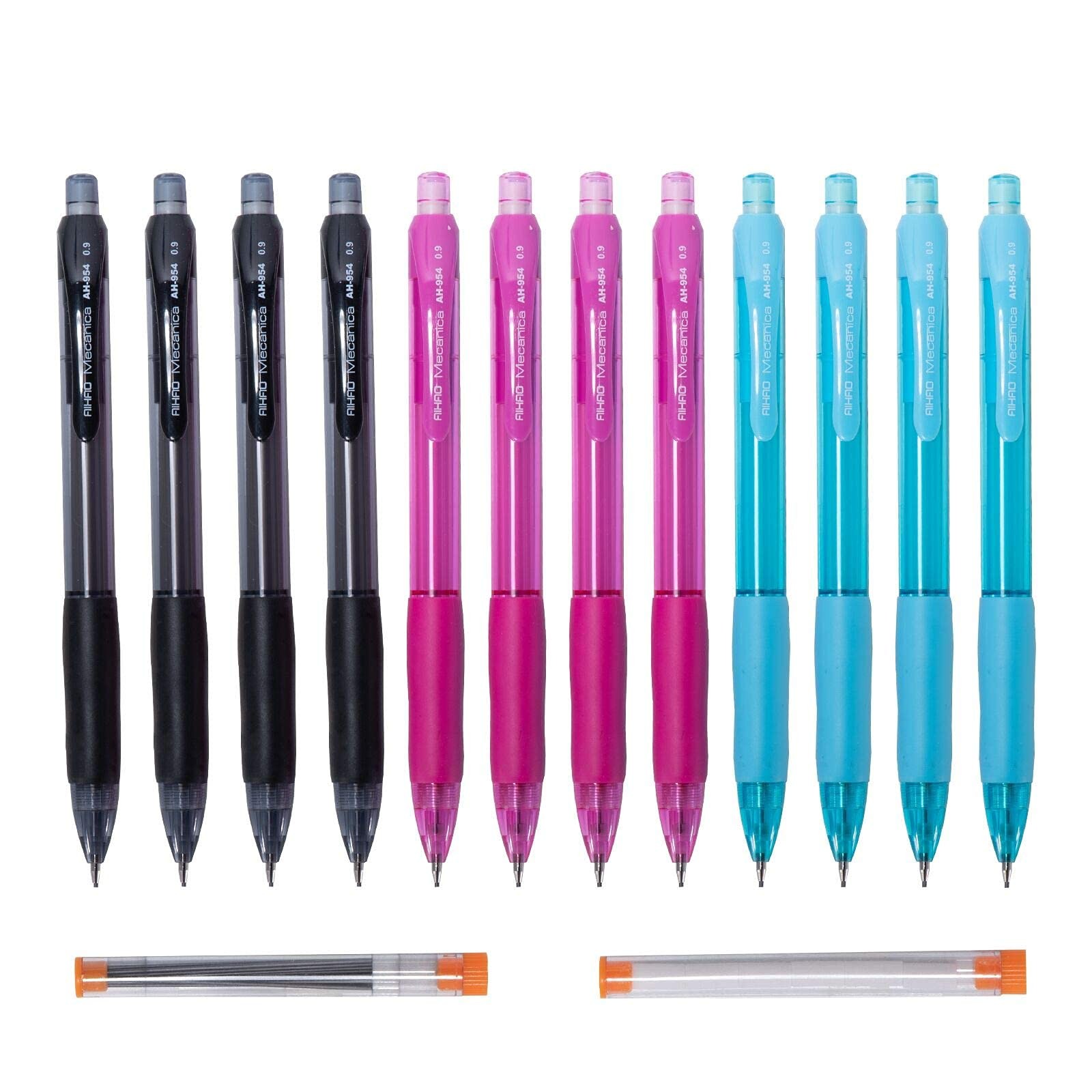12 Pack Thick Point 0.9 Mechanical Pencil HB Lead Refills Assorted Colors
