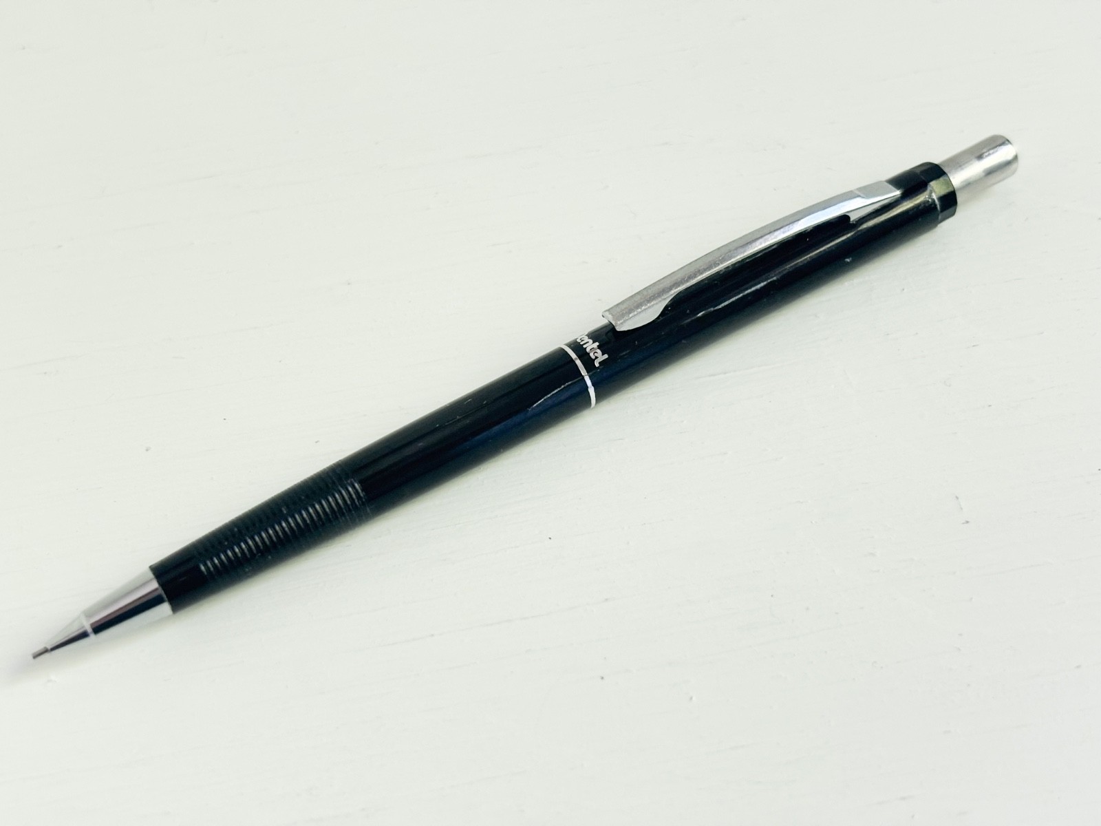 Pentel Japan Vintage 1980s Metal Barrel Mechanical Pencil Chrome Details .5mm