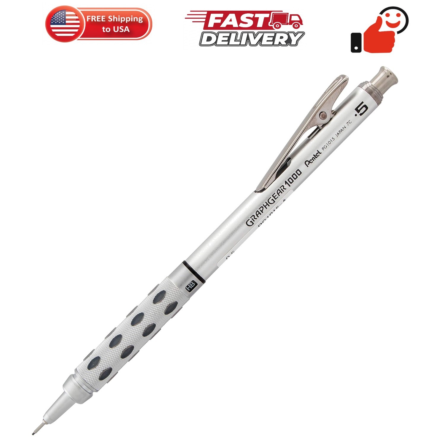 GraphGear 1000 Mechanical Pencil, 0.5mm Point Size, Black Barrel, 1 Each PG1015A