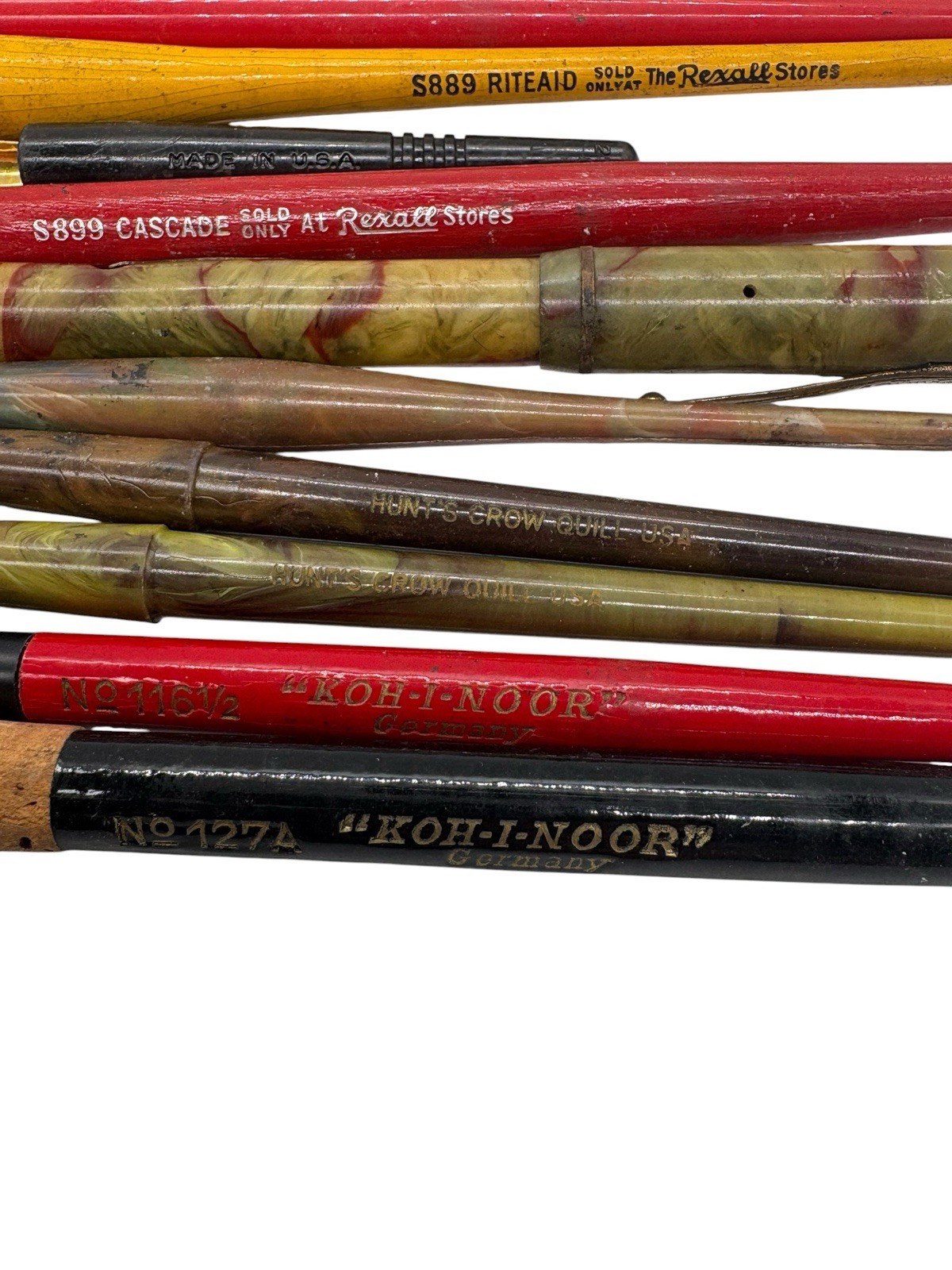 11 Fountain Pens Lot Vintage Marbled Untested Cavalier, Koh-I-Noor, Hunts Crow