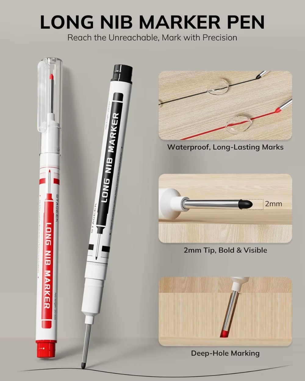 Carpenter Pencil Set 2.8mm Mechanical Pencil 26 Refills Waterproof Deep Hole