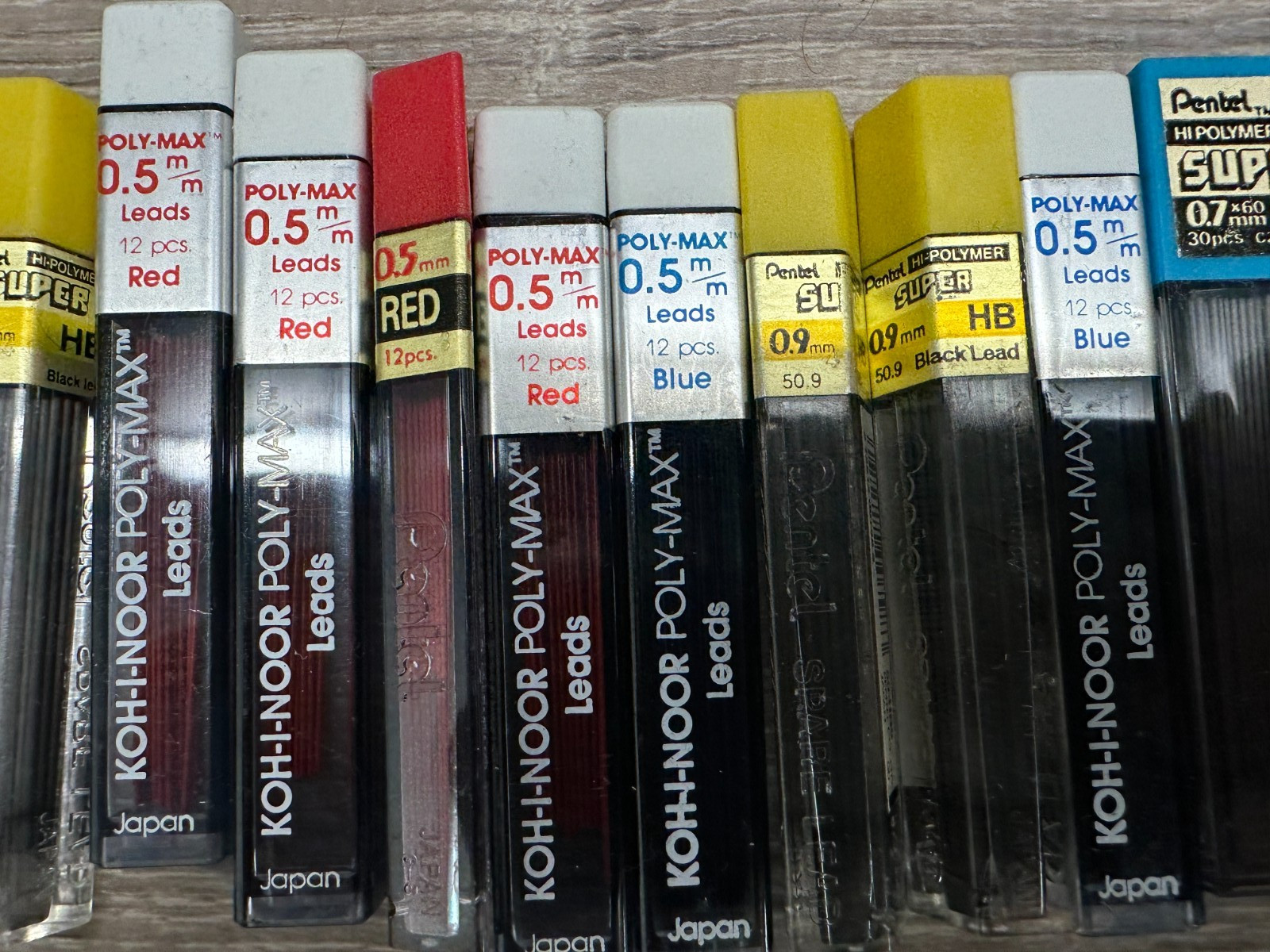 Mechanical Pencil Refill Lead Mixed Lot of 21 Koh-i-nor Pentel 0.5mm 0.7mm 0.9mm