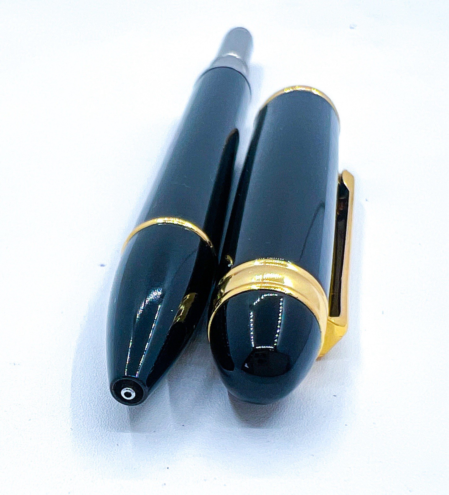 NOS Platinum Mechanical Pencil 0.5 mm Black Gold Trim Push Cap Functional