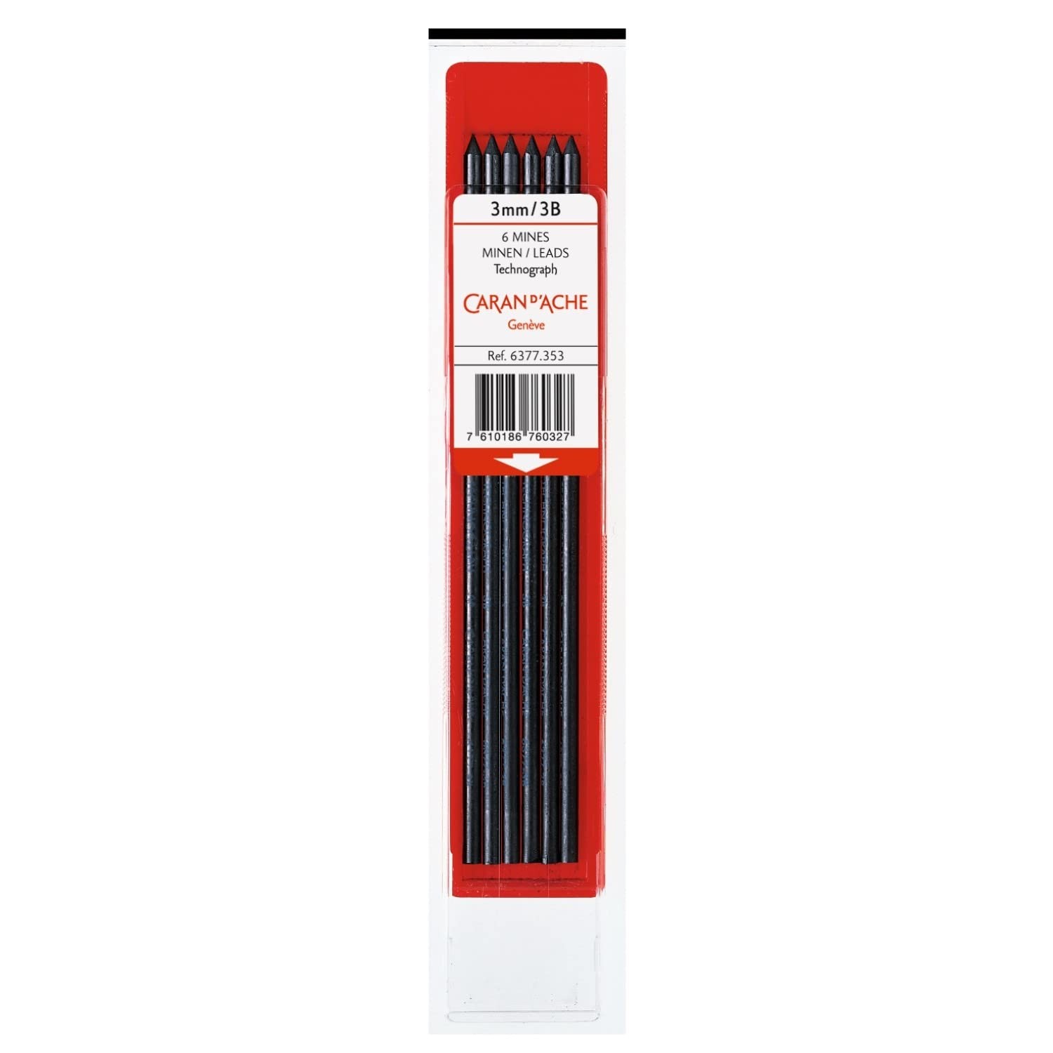 3mm 6B Graphite Leads Technograph For Fix Pencil 6377.356 Swiss Made
