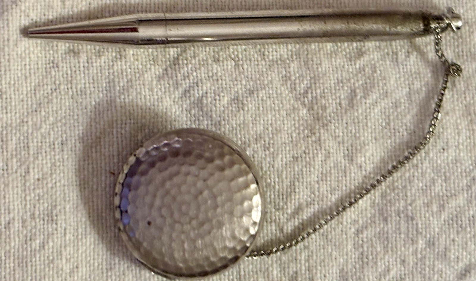 Vintage Ketcham +McDougall Stainless Steel Retractable Pen, Key chain