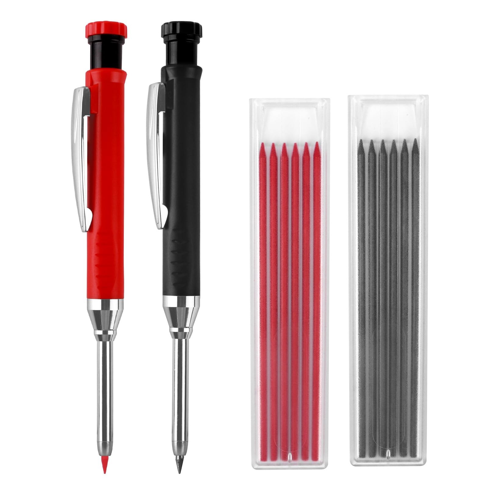 2 Pack Carpenter Pencils Mechanical Pencils with 12 Refills, Upgraded Constructi