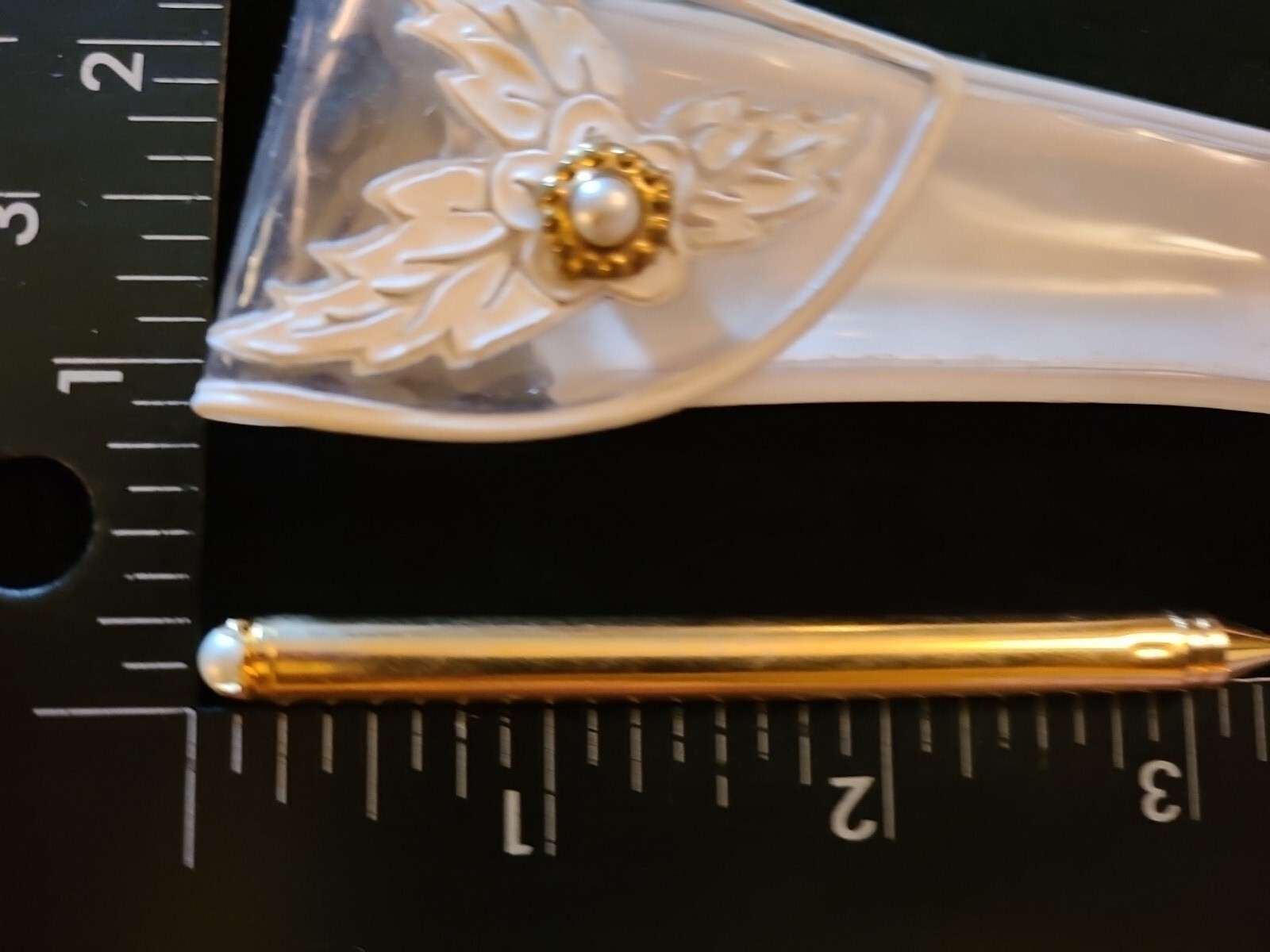 Vintage Mini Mechanical Lead Pencil In Case Goldtone With Faux Pearl Pencil
