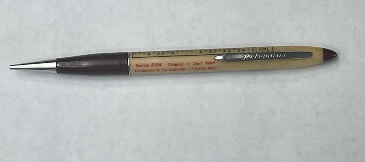 Vintage Ritepoint Salesman Sample Calendar or Chart Pencil
