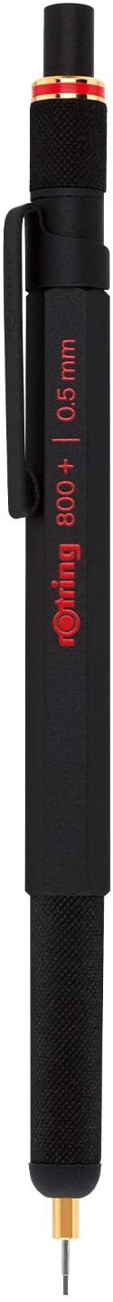rOtring 1900181 800+ Mechanical Pencil and Touchscreen Stylus, 0.5 mm, Blac