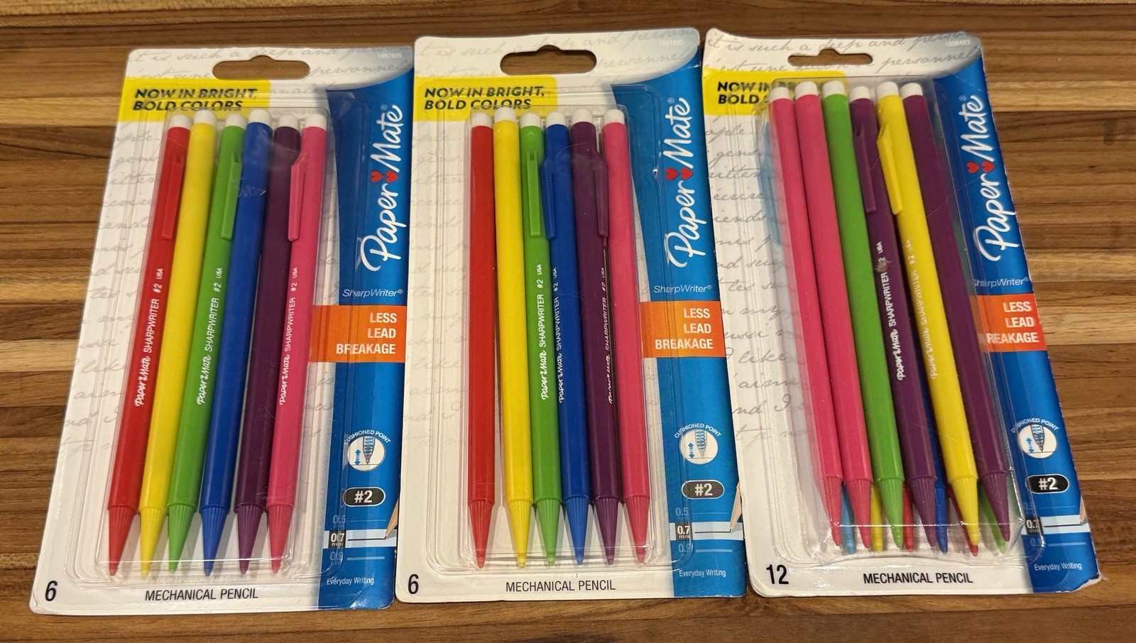New 2013 Paper Mate SharpWriter #2 0.7 mm Mechanical Pencil Bright Colors 24CT