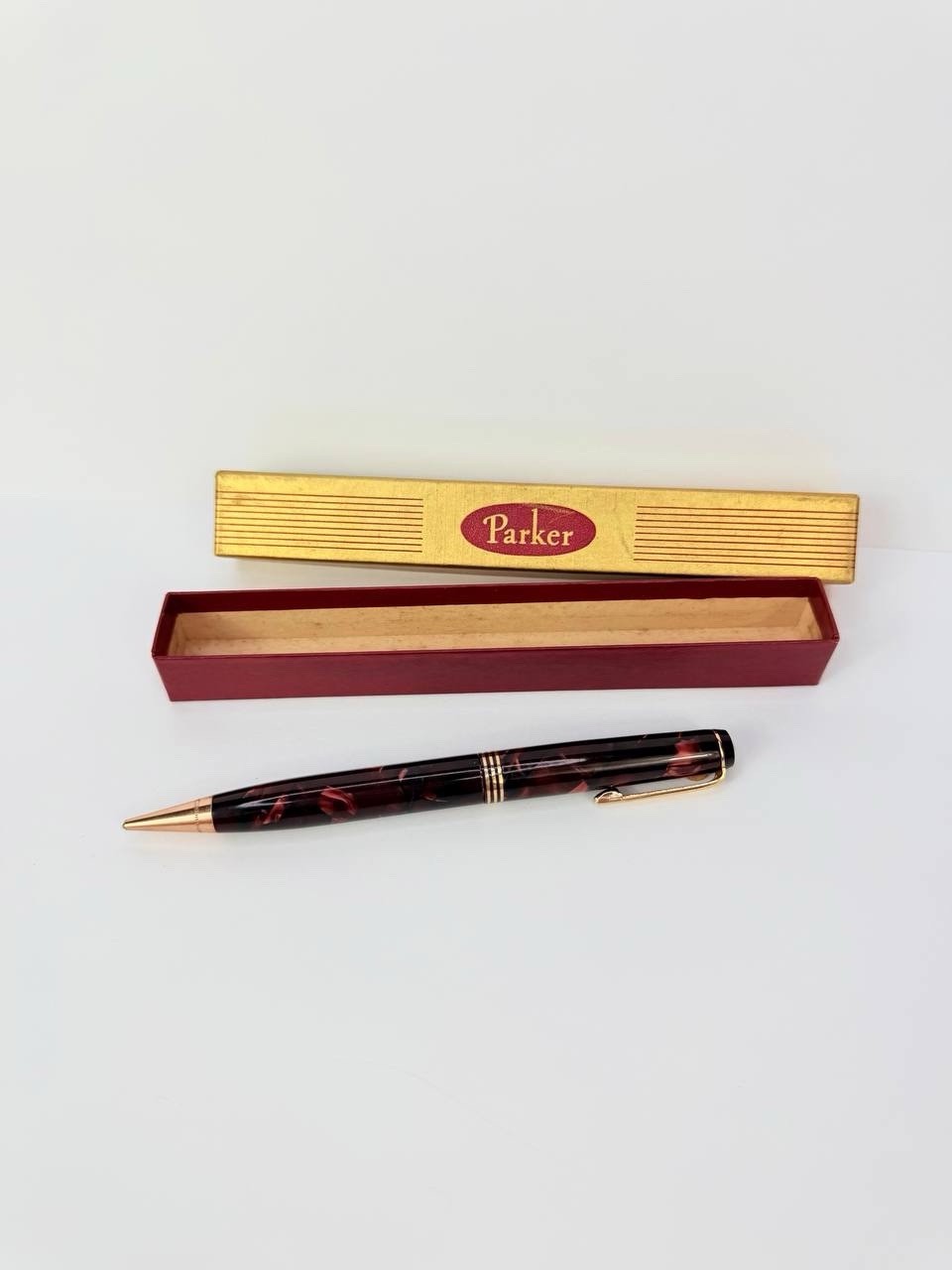 VINTAGE PARKER DUOFOLD RED MARBLE (BURGUNDY) MECHANICAL PENCIL w/ Box
