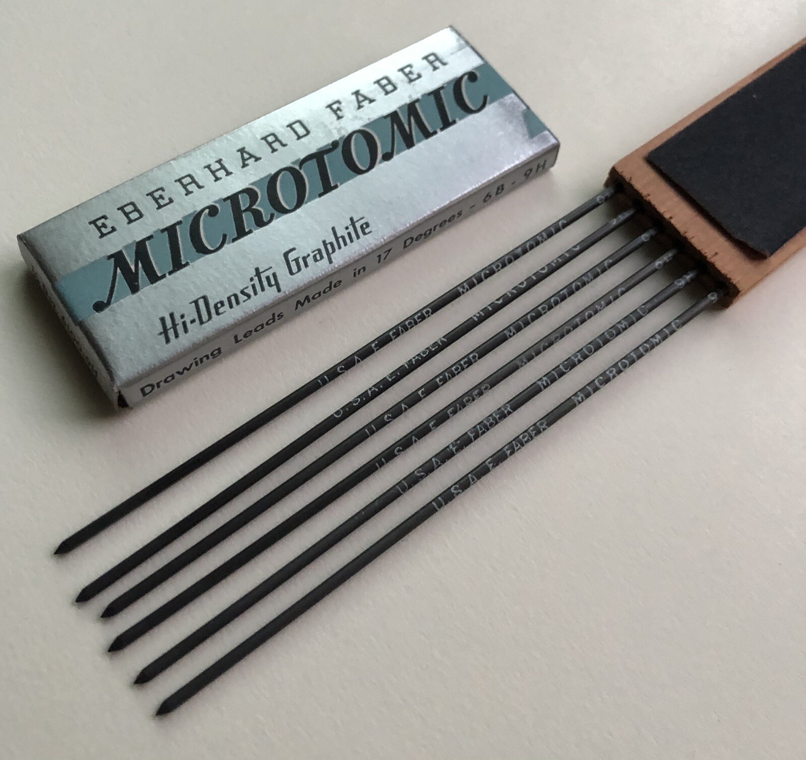 Vintage Eberhard Faber Microtomic 6100 9H 2mm Mechanical Artist Pencil 6pk Lead