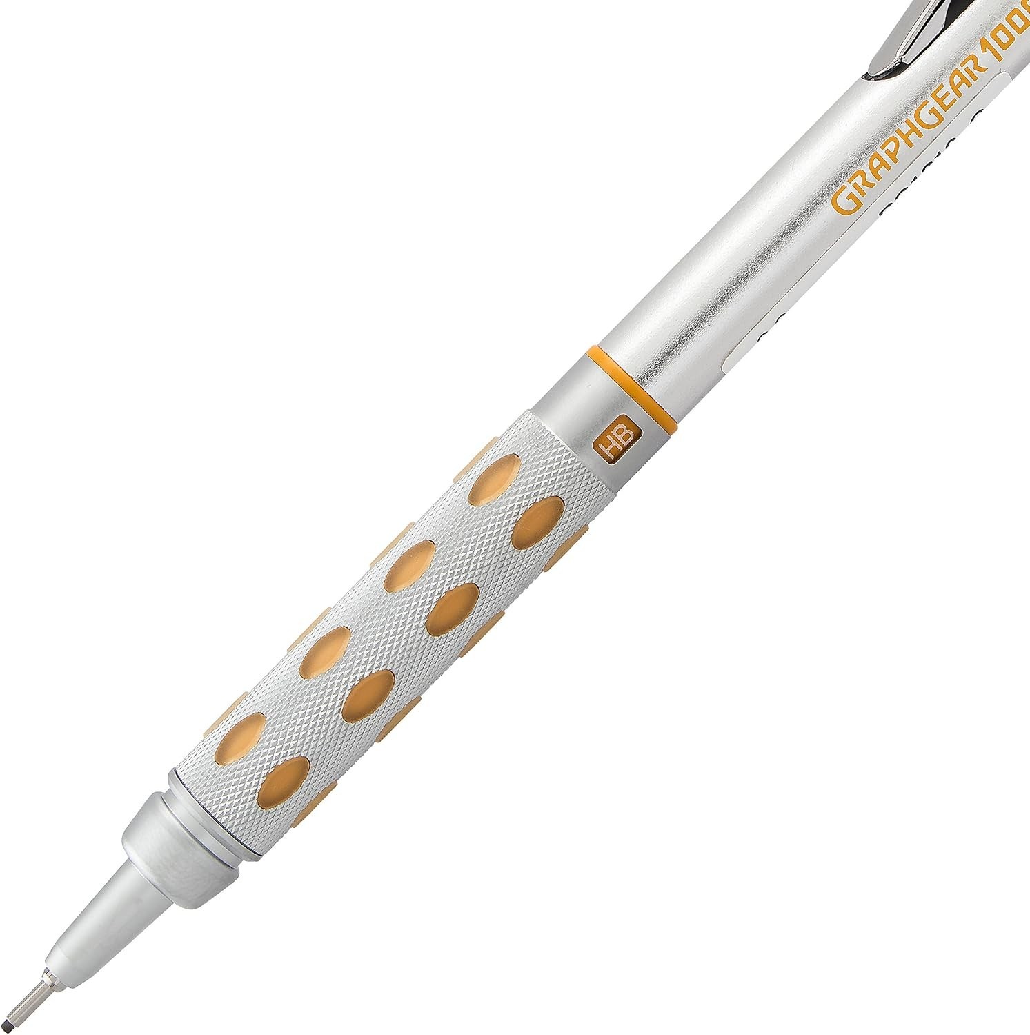 Stylish GraphGear1000 0.9mm Graphite Pencil with Knurled Grip and Yellow Accents