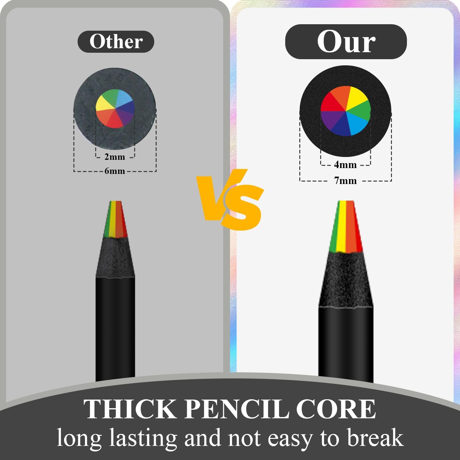 Aenir Valentines Day Gifts for Kids, 7 Color in 1 Rainbow Pencils Multicolor