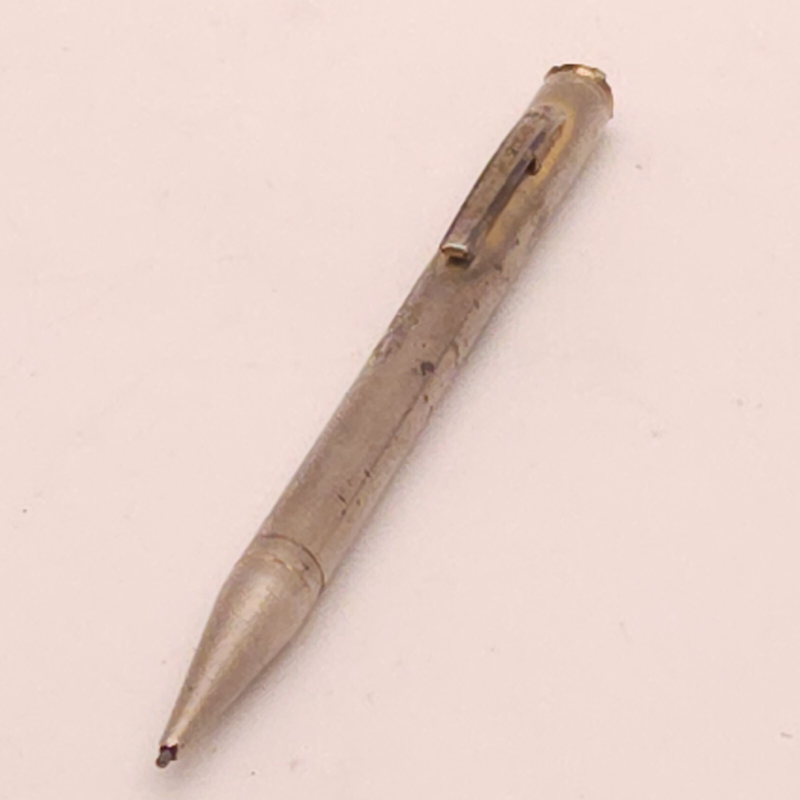 Mascot Vintage Mechanical Pencil Gold Colored Metal With Green Stone Set In End.