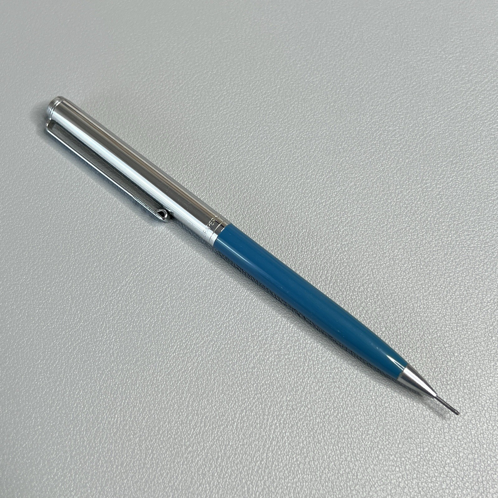 Vintage 1970s Paper Mate USA Mechanical Pencil Blue Chrome Double Heart Logo 70s