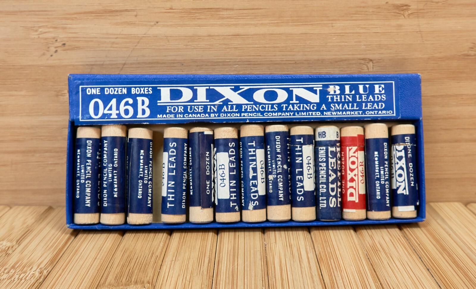 Vintage Dixon Wood Tube Pencil Thin Leads, Set of 13, Made in Canada