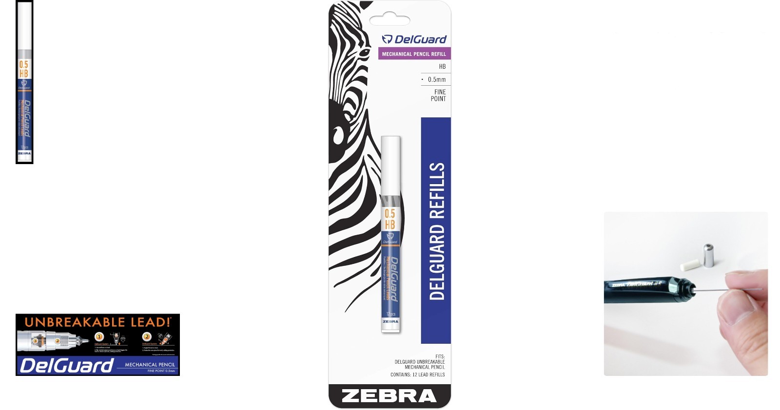 0.5mm DelGuard Mechanical Pencil Lead Refill – 12 Graphite Leads, Unbreakable
