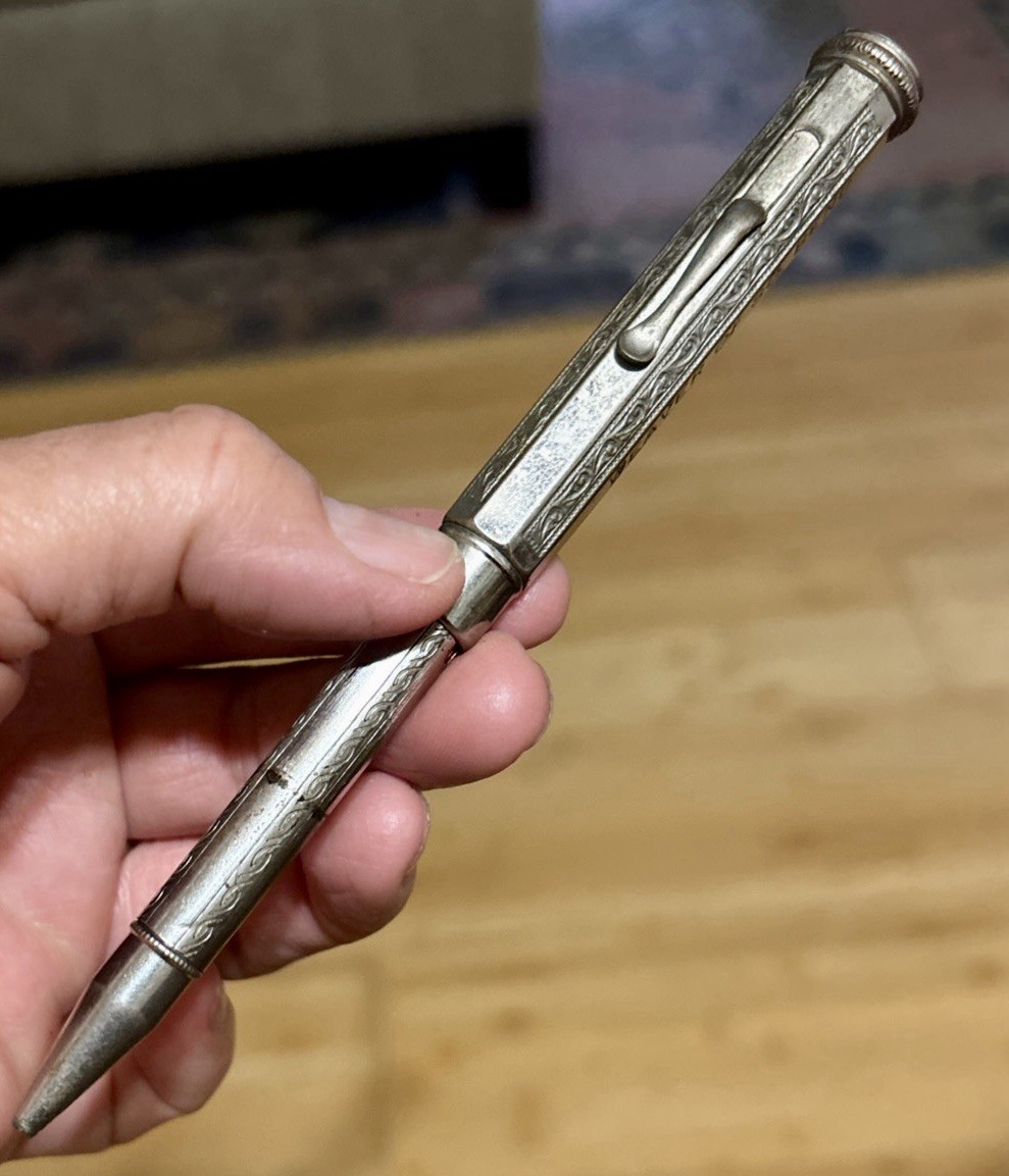 Vintage GERMANY Mechanical Pencil Silver Tone Art Deco 4 FOUR COLOR