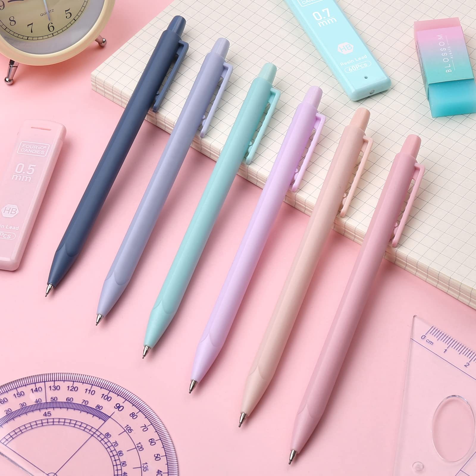 Cute Mechanical Pencil Set, 6PCS Pastel Mechanical Pencils 0.5 & 0.7mm with 3…