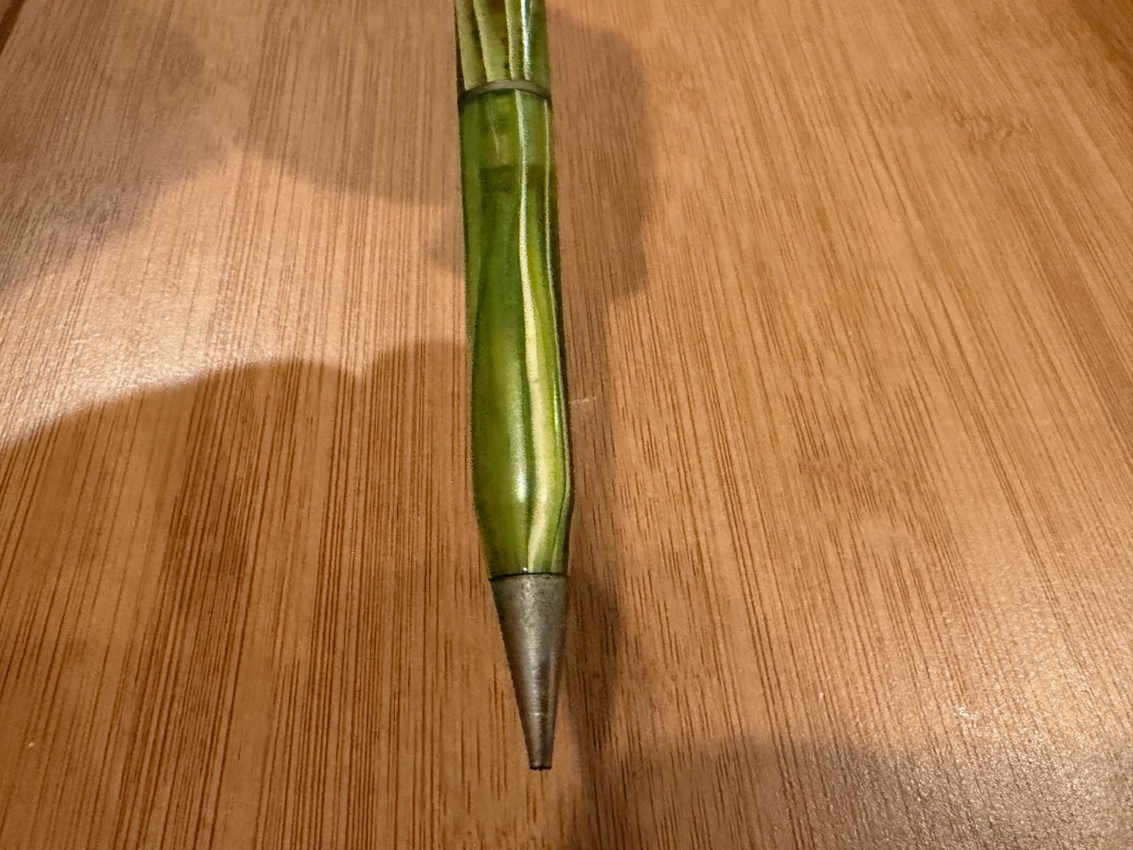 Vintage Green Striated Plastic or Celluloid Mechanical Pencil