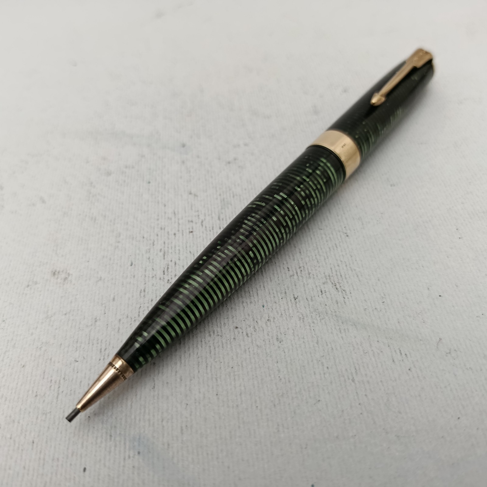 Parker Vacumatic Major Mechanical Pencil SOLID 14K Band Canada Emerald Pearl VTG