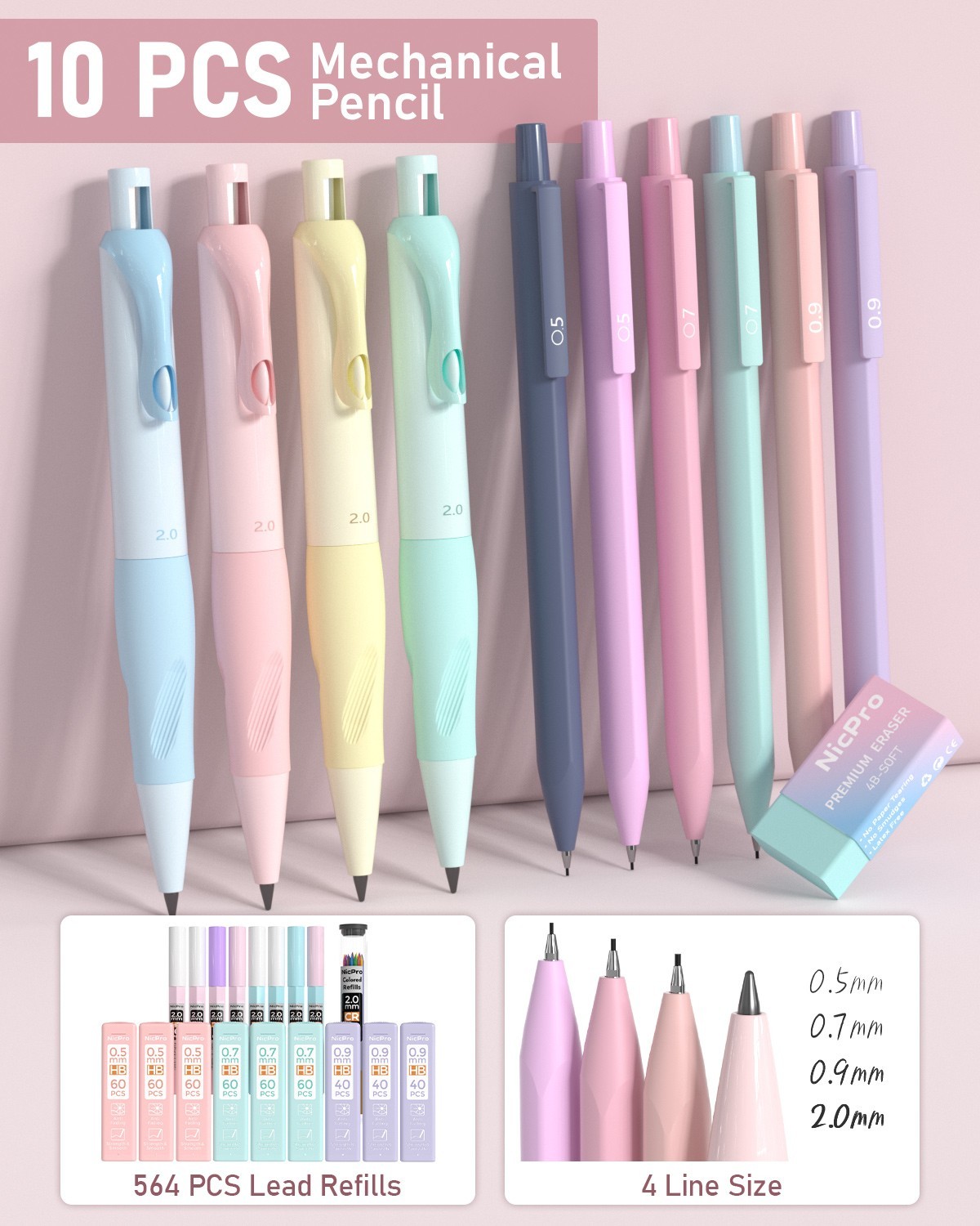 Nicpro 78PCS Aesthetic School Set: 12 Highlighters, 24 Pens, 10 Pencils, Case