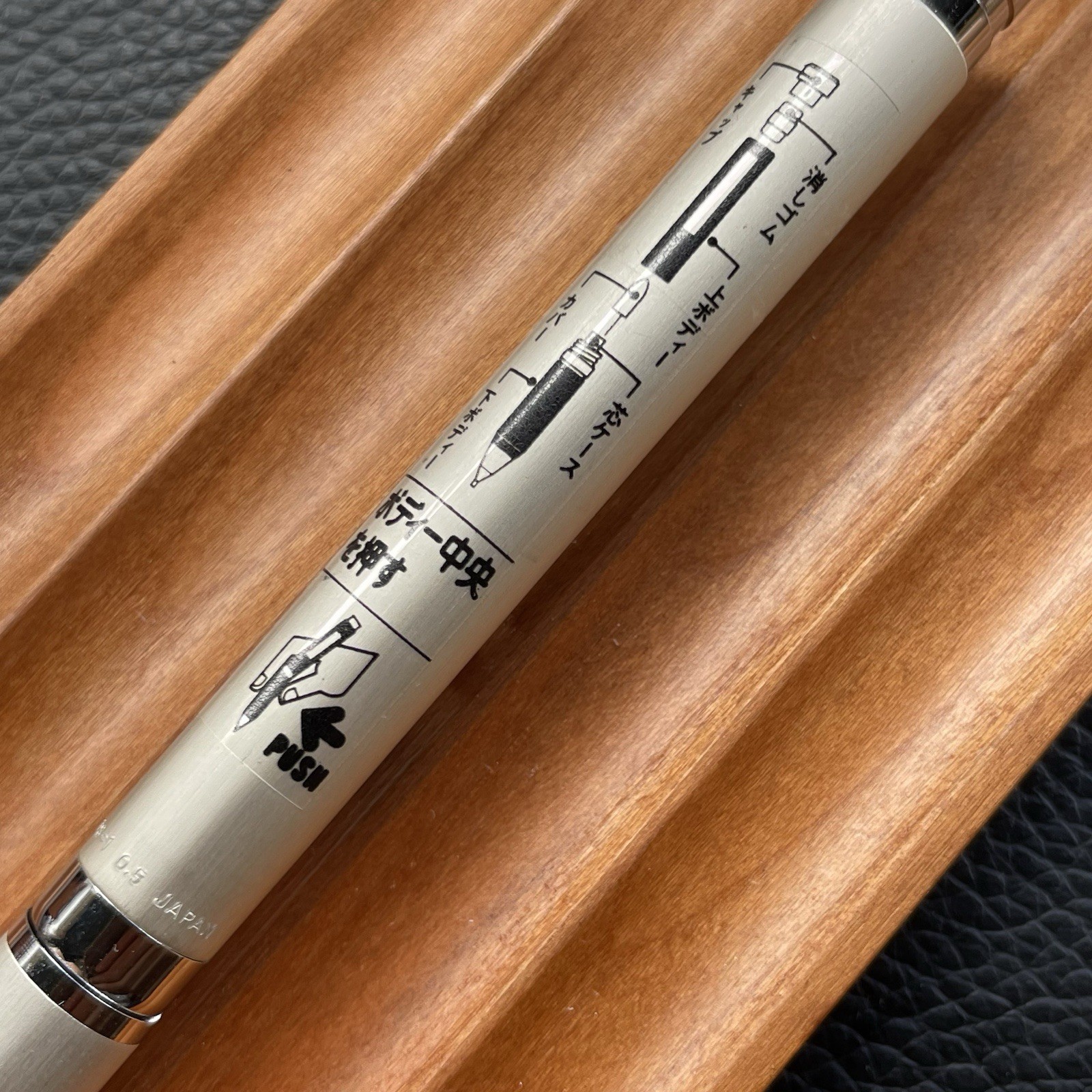 Kokuyo Mechanical Pencil PS-1 Body Knock Brushed Barrel 0.5 mm Made in Japan